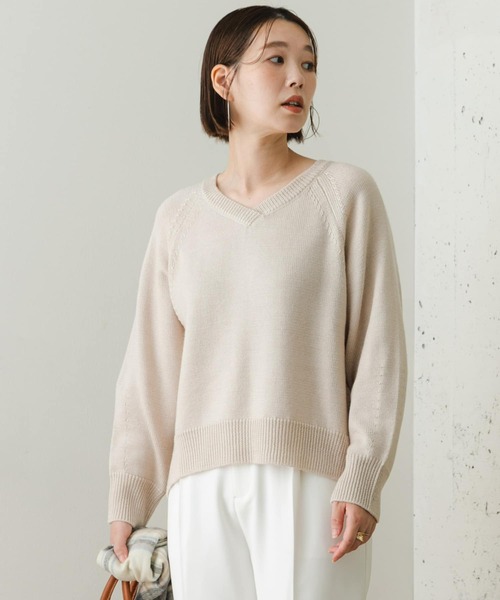 「F by ROSSO」 Vネックニット FREE チャコールグレー レディース_画像3