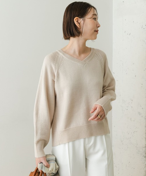 「F by ROSSO」 Vネックニット FREE チャコールグレー レディース_画像4