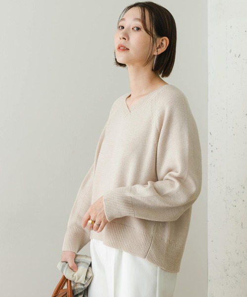 「F by ROSSO」 Vネックニット FREE チャコールグレー レディース_画像5