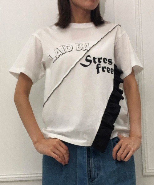 AVIE（アビィ） tシャツ 切替デザインプリントTEE レディース