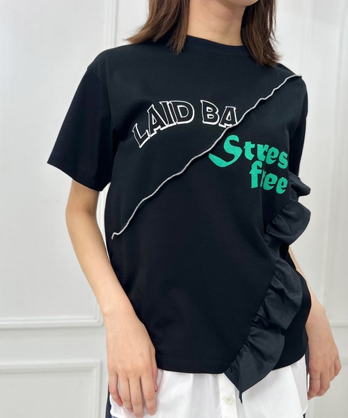 tシャツ 切替デザインプリントTEE レディース