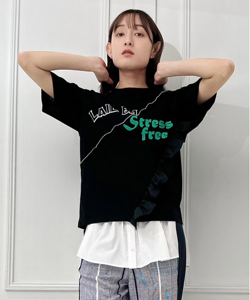 AVIE（アビィ） tシャツ 切替デザインプリントTEE レディース