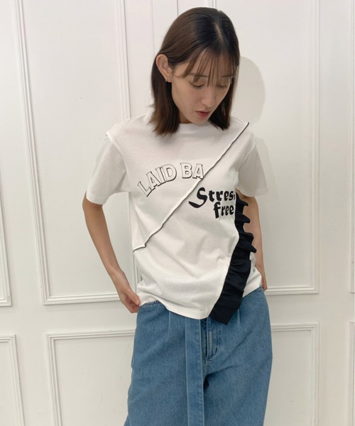 AVIE（アビィ） tシャツ 切替デザインプリントTEE レディース