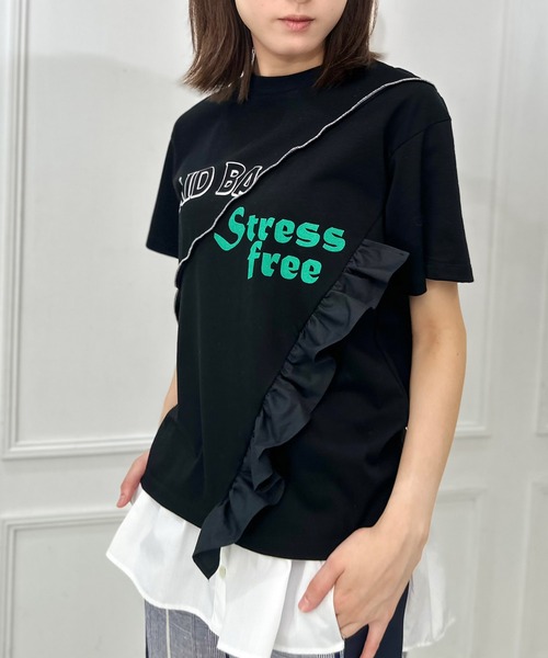 AVIE（アビィ） tシャツ 切替デザインプリントTEE レディース