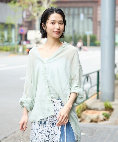 【美品】ラミーシアーオーバーシャツ　オレンジ 美品】ラミーシアーオーバーシャツ オレンジ - メルカリ