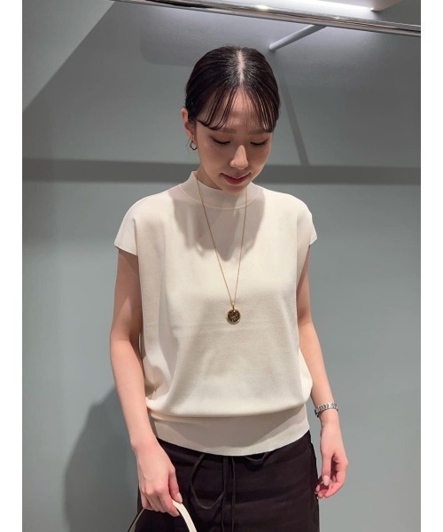 ミラオーウェン今期完売ハイネックブラウジングニットプルオーバーブラウン Mila Owen ニット セーター 「UV加工」「ウォッシャブル
