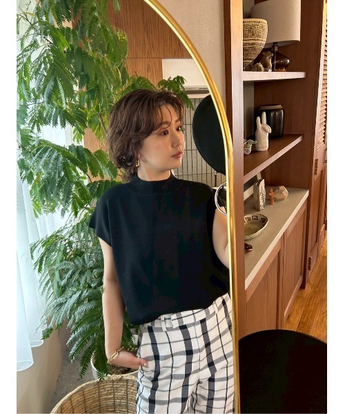 ミラオーウェン今期完売ハイネックブラウジングニットプルオーバーブラウン Mila Owen ニット セーター 「UV加工」「ウォッシャブル