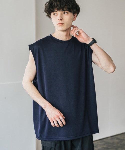 タンクトップ 接触冷感 ポンチストレッチビッグシルエットノースリーブカットソー メンズ レディース | Rocky Monroe | 05