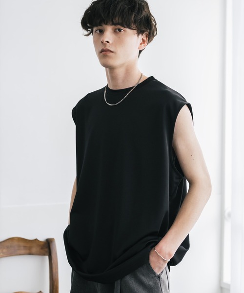 タンクトップ 接触冷感 ポンチストレッチビッグシルエットノースリーブカットソー メンズ レディース | Rocky Monroe | 13