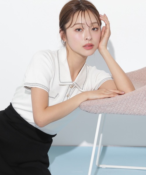 ニット セーター PULL JILL レディース JILL by STUART ニット セーター フリル袖ポロニット レディース