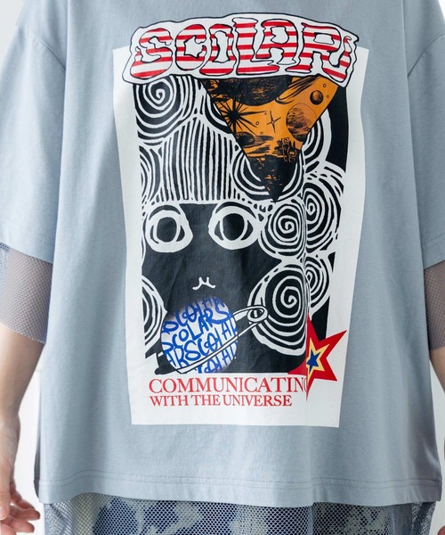 ScoLar tシャツ 152631：スカラーちゃん柄メッシュ切替BIG-T
