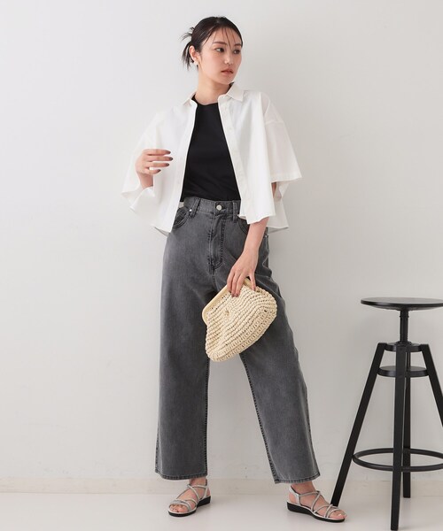 ブラウス シャツ 「洗える」クロップドフレアシャツ レディース green label relaxing ブラウス シャツ フレアスリーブ