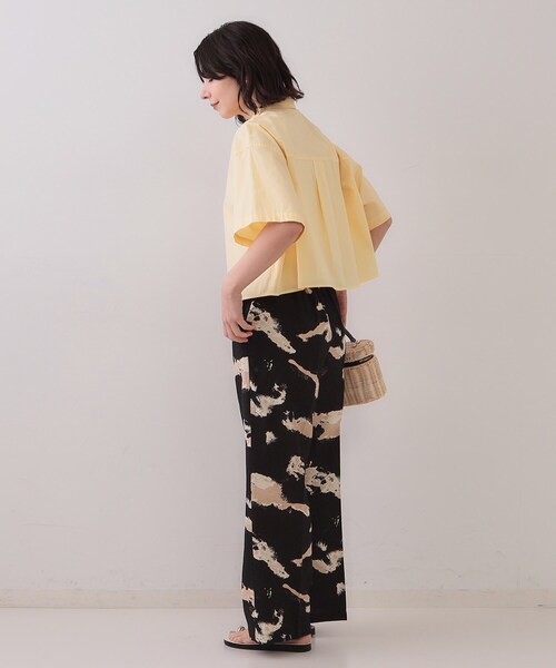 ブラウス シャツ 「手洗い可」クロップドハーフスリーブシャツ レディース OPAQUE.CLIP ブラウス シャツ クロップドハーフスリーブシャツ