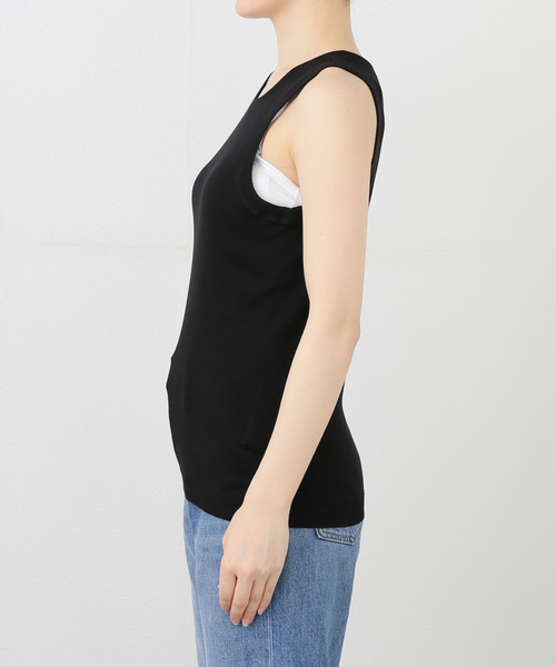 タンクトップ ノースリーブ Mer-Cotton セーターマシーン アメスリトップス レディース IENA タンクトップ ノースリーブ Mer-Cotton セーターマシーン