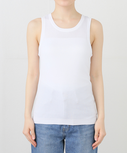 タンクトップ ノースリーブ Mer-Cotton セーターマシーン アメスリトップス レディース IENA タンクトップ ノースリーブ Mer-Cotton セーターマシーン