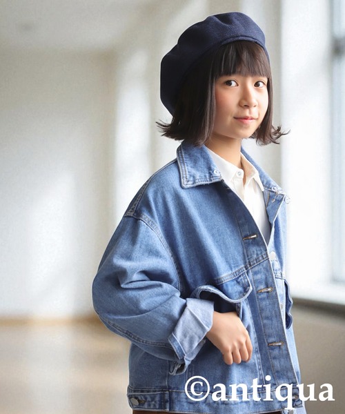 antiqua（アンティカ） デニムジャケット アウター 2WAYフード付き