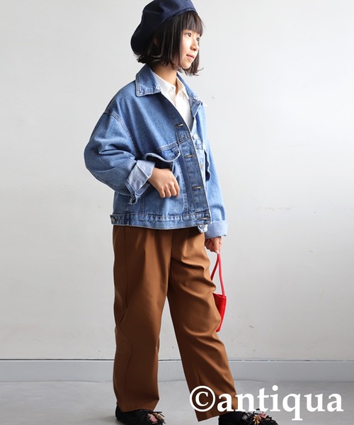 antiqua（アンティカ） デニムジャケット アウター 2WAYフード付き