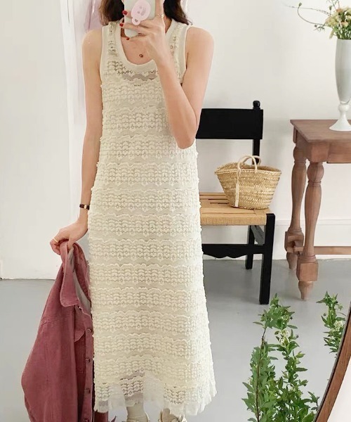 gossip!ロサンゼルス ジャンパースカート モコモコレースニット 