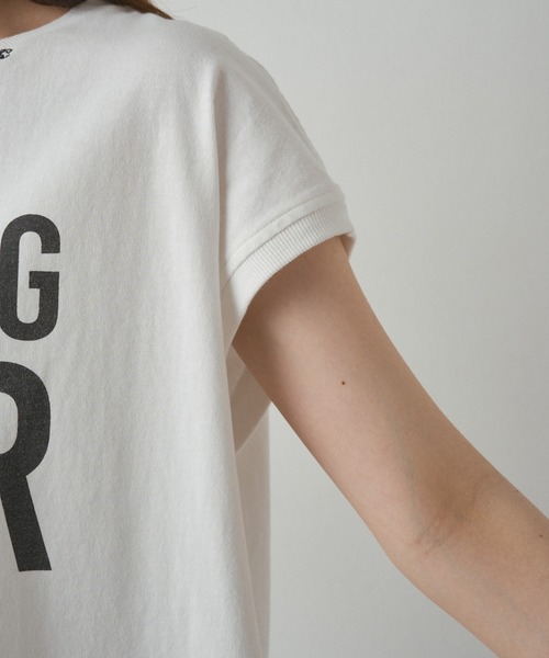 PUAL CE CIN グレー ロゴTシャツ 半袖 pual ce cin tシャツ ショート丈ロゴプリントTシャツ レディース