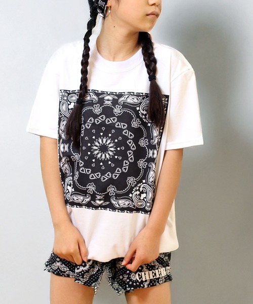 CHEER tシャツ ペイズリーバンダナ柄BIGTEE レディース