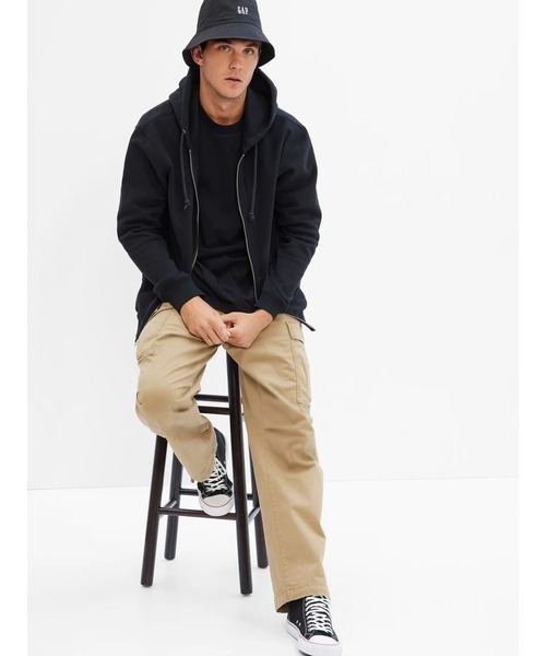 GAP 「GAP」 ジップアップパーカー M ライトグレー メンズ