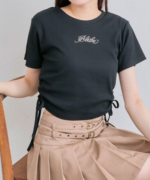 OLIVE des OLIVE（オリーブデオリーブ） tシャツ 脇ドロストテレコ