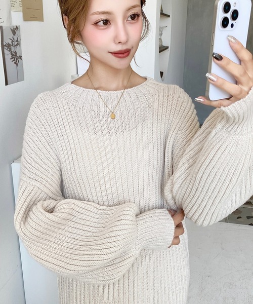 プラスオトハ ボトルネック ニットワンピース ライトグレー moment+ ワンピース ボトルネックニットワンピース : ZOZOTOWN Yahoo