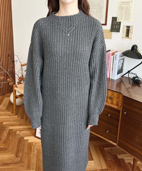 moment+ ワンピース ボトルネックニットワンピース : ZOZOTOWN Yahoo