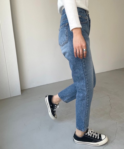 「CANAL JEAN」 「via.j」加工デニムパンツ MEDIUM インディゴブルー レディース