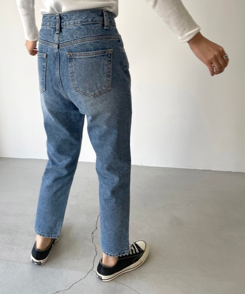 「CANAL JEAN」 「via.j」加工デニムパンツ MEDIUM インディゴブルー レディース