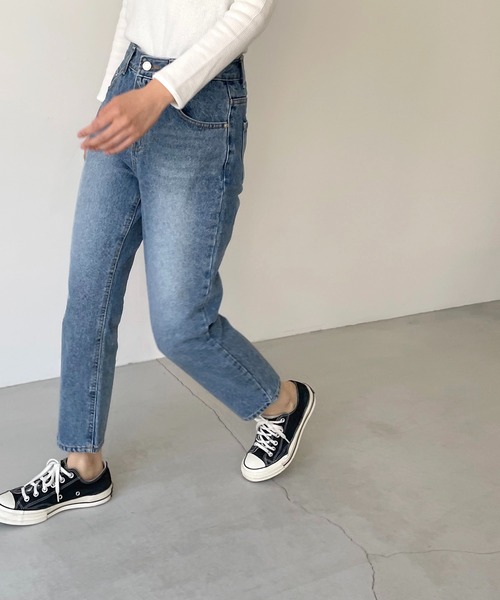 「CANAL JEAN」 「via.j」加工デニムパンツ MEDIUM インディゴブルー レディース