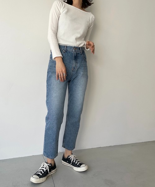 「CANAL JEAN」 「via.j」加工デニムパンツ MEDIUM インディゴブルー レディース