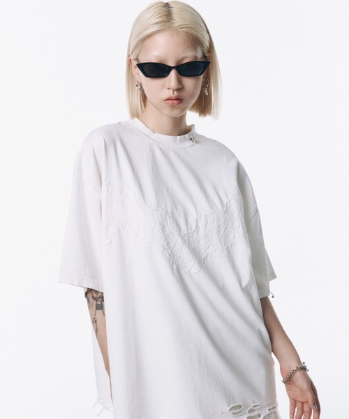 トップス josemoon OversizeT WHITE JOSE MOON tシャツ DAMAGE TSHIRT/ダメージTシャツ レディース