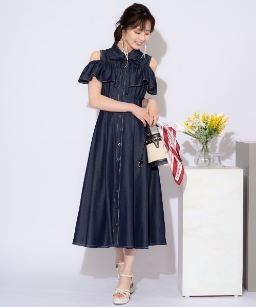 WILLSELECTION ワンピース 2WAYスリーブストライプシャツ