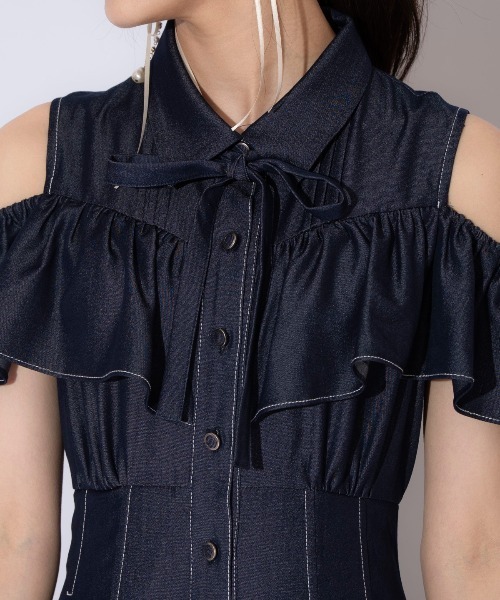 WILLSELECTION ストライプ 半袖 ワンピース 日本製 ウィルセレクション WILLSELECTION 2WAYスリーブストライプ