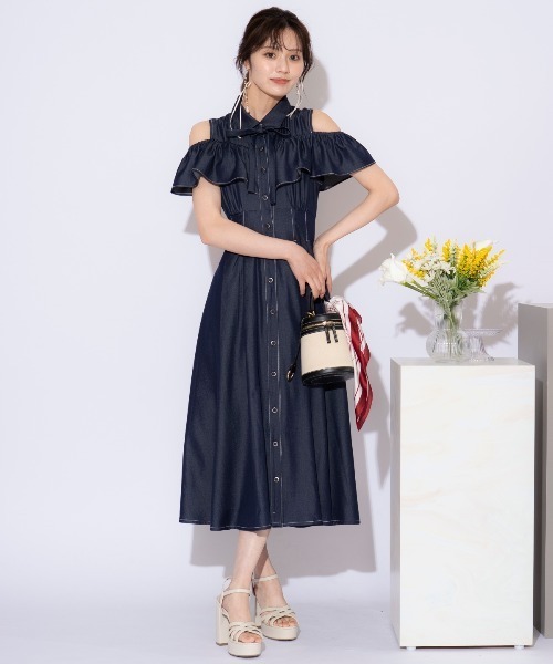 WILLSELECTION ストライプ 半袖 ワンピース 日本製 WILLSELECTION ワンピース 2WAYスリーブストライプシャツ