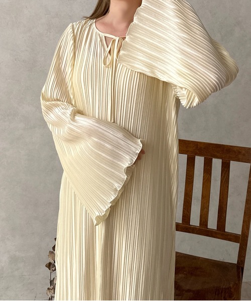 「apres jour clair」 長袖ワンピース X-LARGE アイボリー レディース_画像4