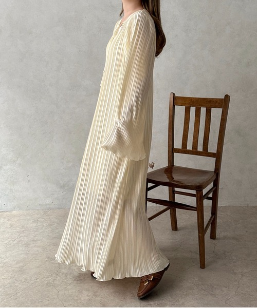 「apres jour clair」 長袖ワンピース X-LARGE アイボリー レディース_画像8