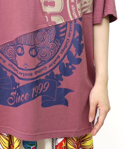 ScoLar - スカラー　scolar 152752：スカラーロゴ柄 リメイク風Tシャツ 152752：スカラーロゴ柄 リメイク風Tシャツの通販-ScoLar