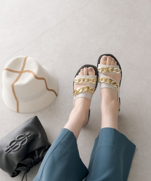 「ear PAPILLONNER」 フラットサンダル 40 アイボリー レディース_画像2