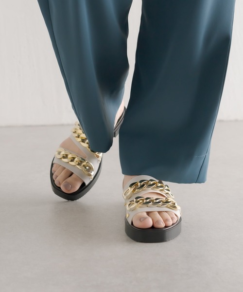 「ear PAPILLONNER」 フラットサンダル 40 アイボリー レディース_画像4