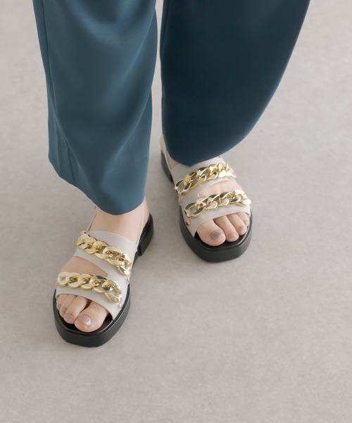 「ear PAPILLONNER」 フラットサンダル 40 アイボリー レディース_画像5