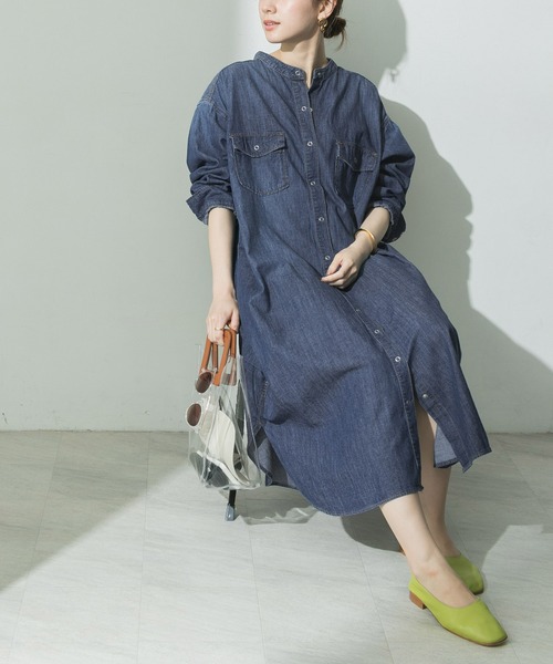 「URBAN RESEARCH」 長袖ワンピース FREE ブルー レディース_画像2