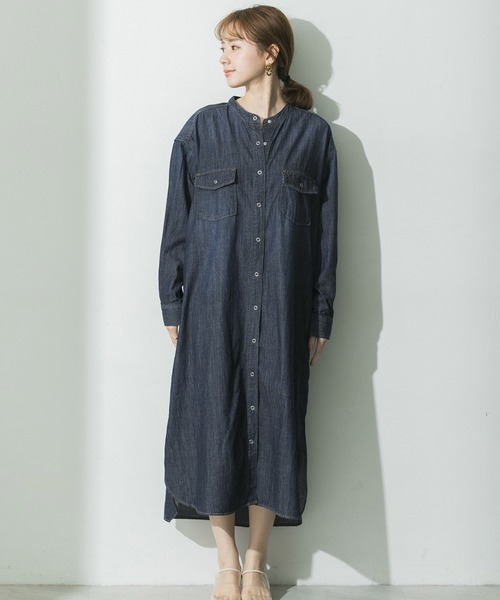 「URBAN RESEARCH」 長袖ワンピース FREE ブルー レディース_画像9