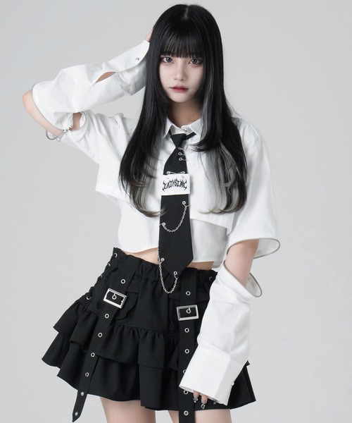 LAZYSLAY パンクロックシャツ(White) LAZYSLAY ブラウス シャツ パンクロックシャツ レディース : ZOZOTOWN