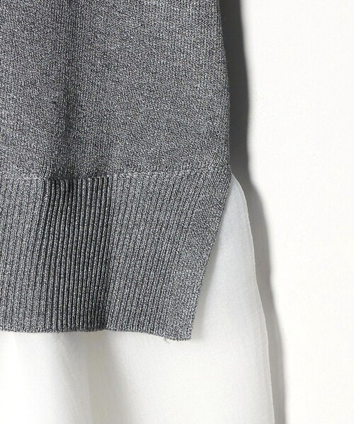 UNITED ARROWS・レディー　ポロコンビニット　　ウォッシャブル　グレー UNITED ARROWS レディー ポロコンビ ニット ウォッシャブル （MD.GRAY