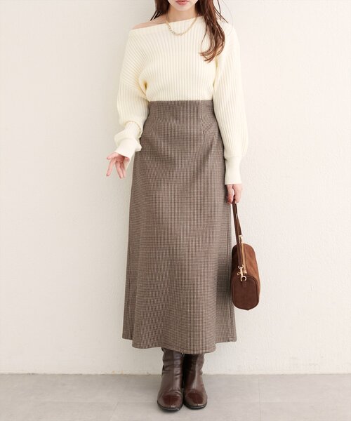 natural couture ロング スカート チェック柄ペンシルスカート