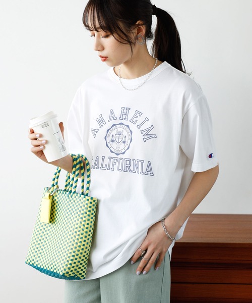 「Champion」 半袖Tシャツ MEDIUM ブラック レディース_画像2