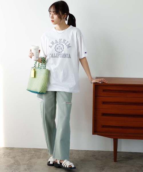 「Champion」 半袖Tシャツ MEDIUM ブラック レディース_画像8