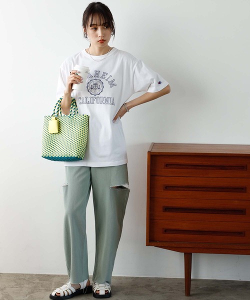 「Champion」 半袖Tシャツ MEDIUM ブラック レディース_画像9